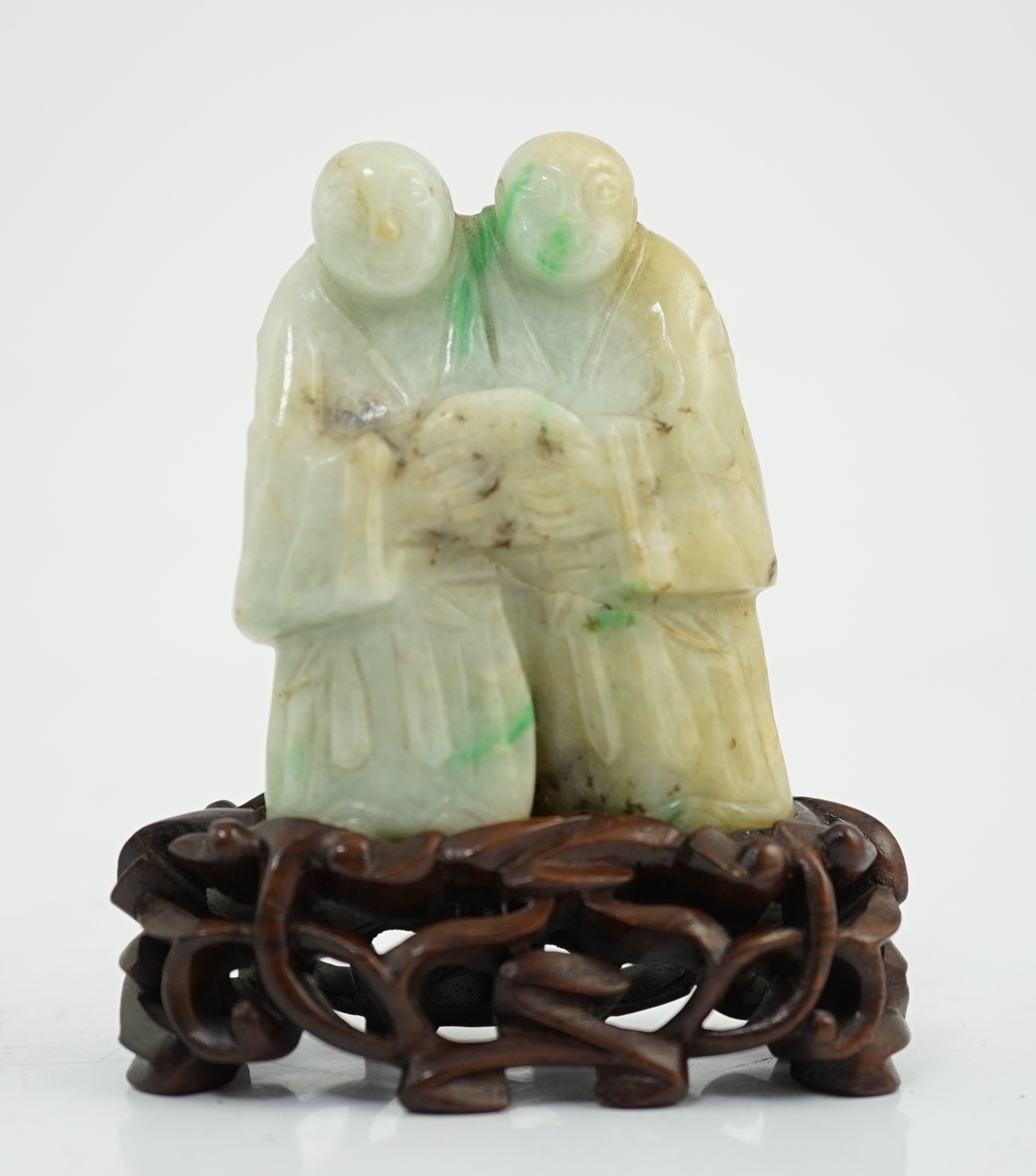 A Chinese jadeite group of the He He Erxian, 19th century